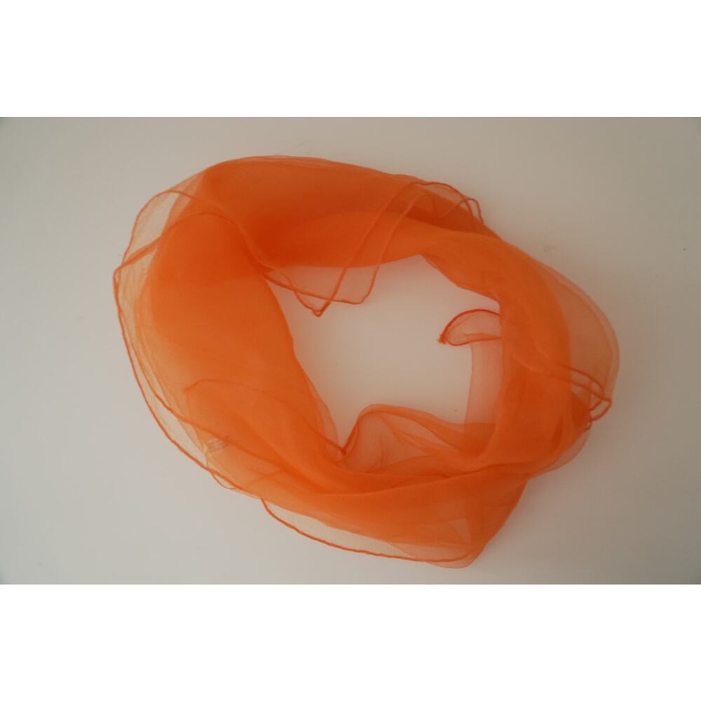Orange Sheer Square Scarf 30x30 Lightweight Chiffon Style Neck Hair Wrap Bandana - Picture 6 of 11